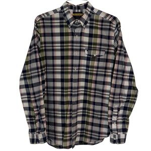 RUGBY Ralph Lauren men’s Size Large blue/green/white/red/orange plaid shirt.